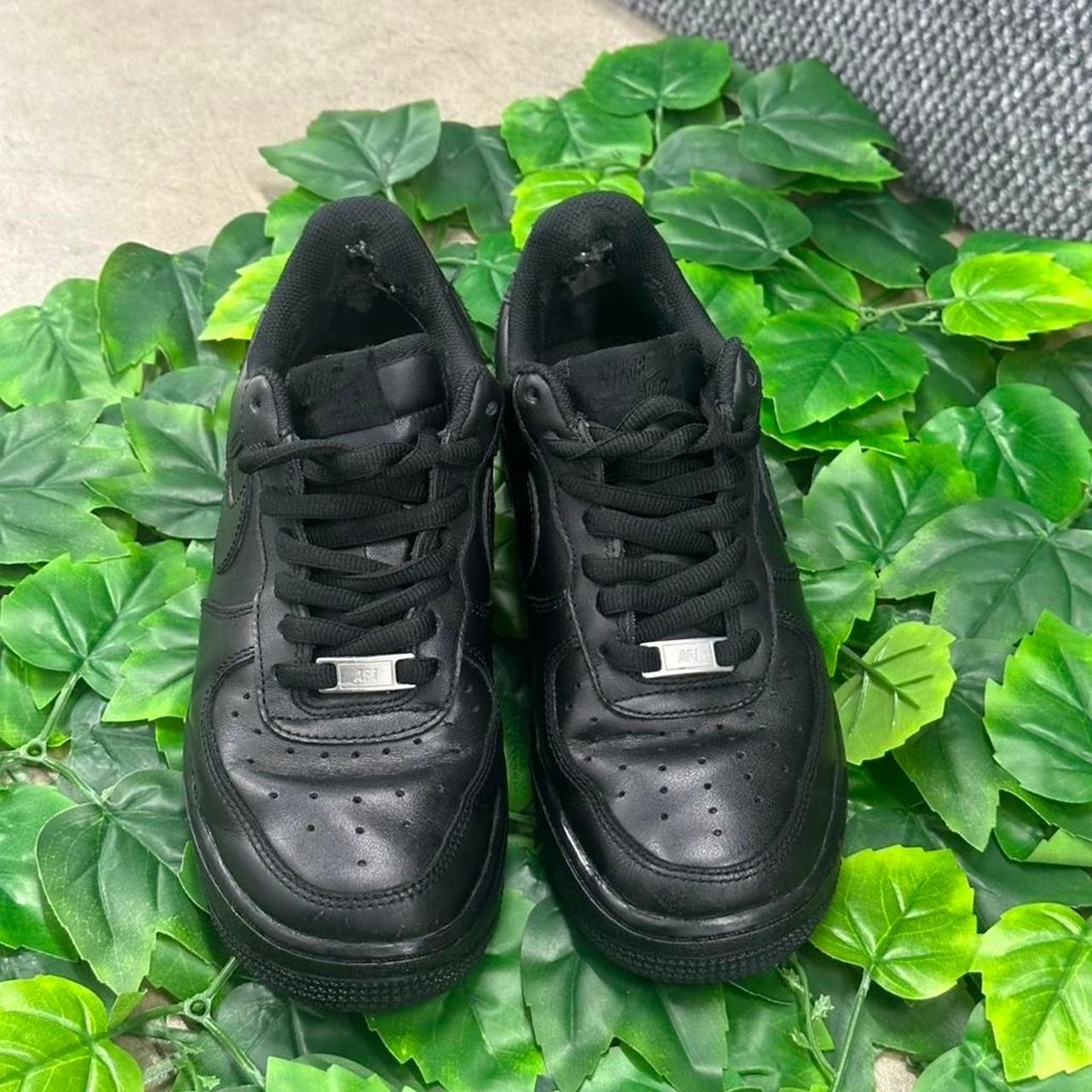 Nike Air Force 1 '07 Triple Black Leather Sneakers - Picture 3 of 8